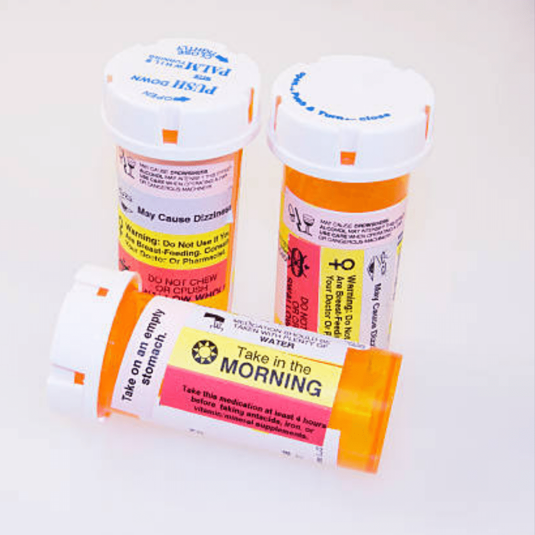 3 Prescription Bottles with Pharmaceutical Label